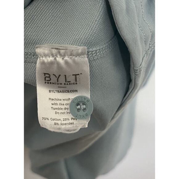 BYLT Mens Drop Cut Short Sleeve LUX Polo Shirt Size M Blue Preppy Golf - Picture 7 of 7